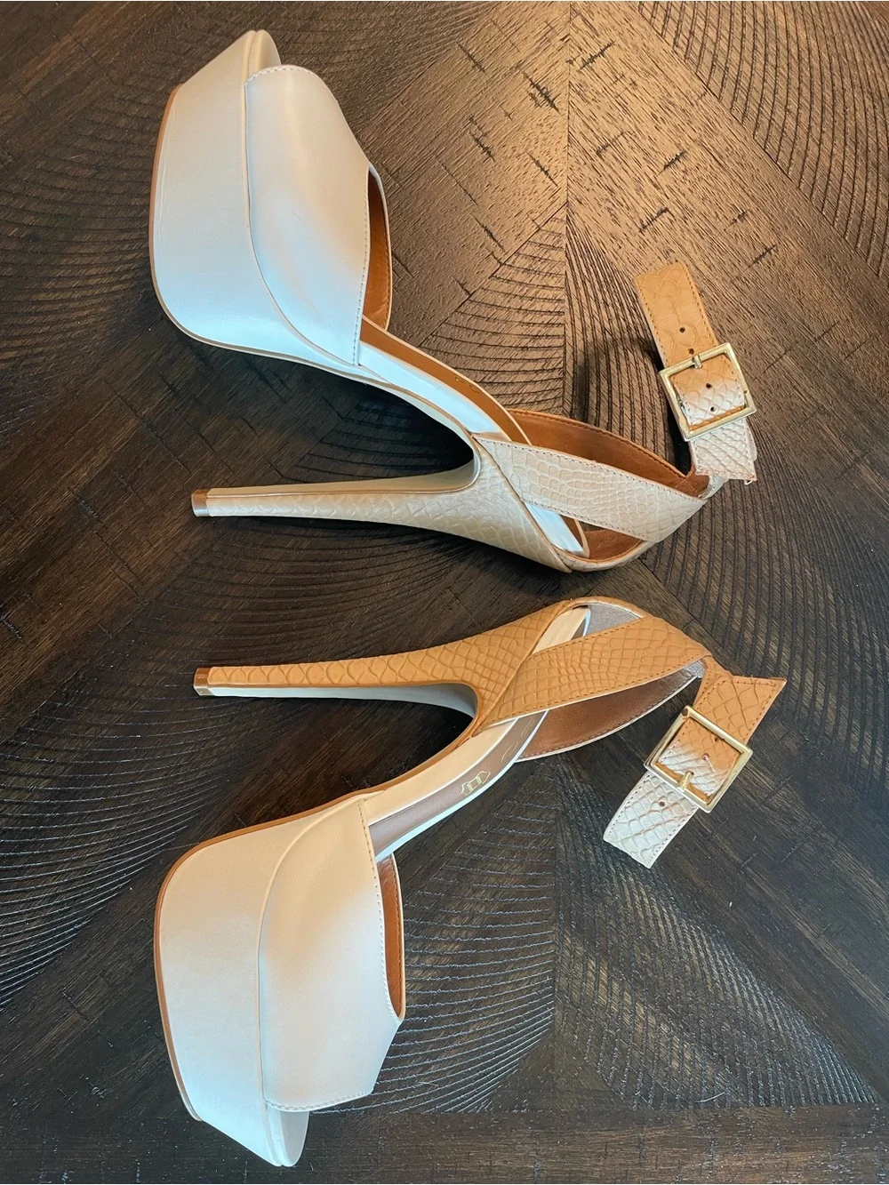 Aldo Ivory Ankle-Strap Platform Heels